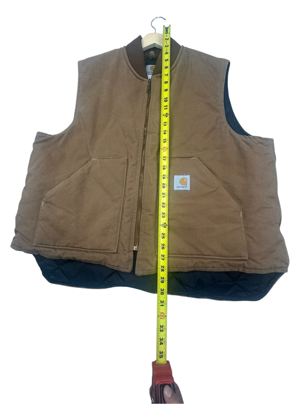 Carhartt Vest Men XL Reg Brown Cotton Duck Canvas Quilted Outdoor Hunting Spring - Picture 8 of 9